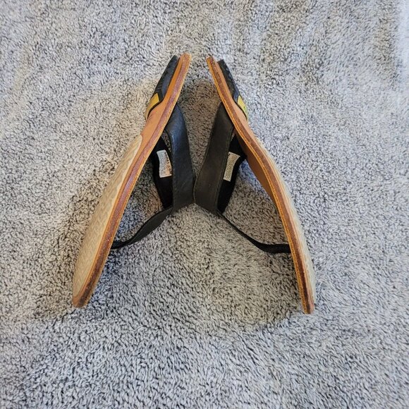 Sorel Lake Slide Womens Size 8.5 Black Leather Thong Sandal Flip Flops 16330 - Picture 5 of 9